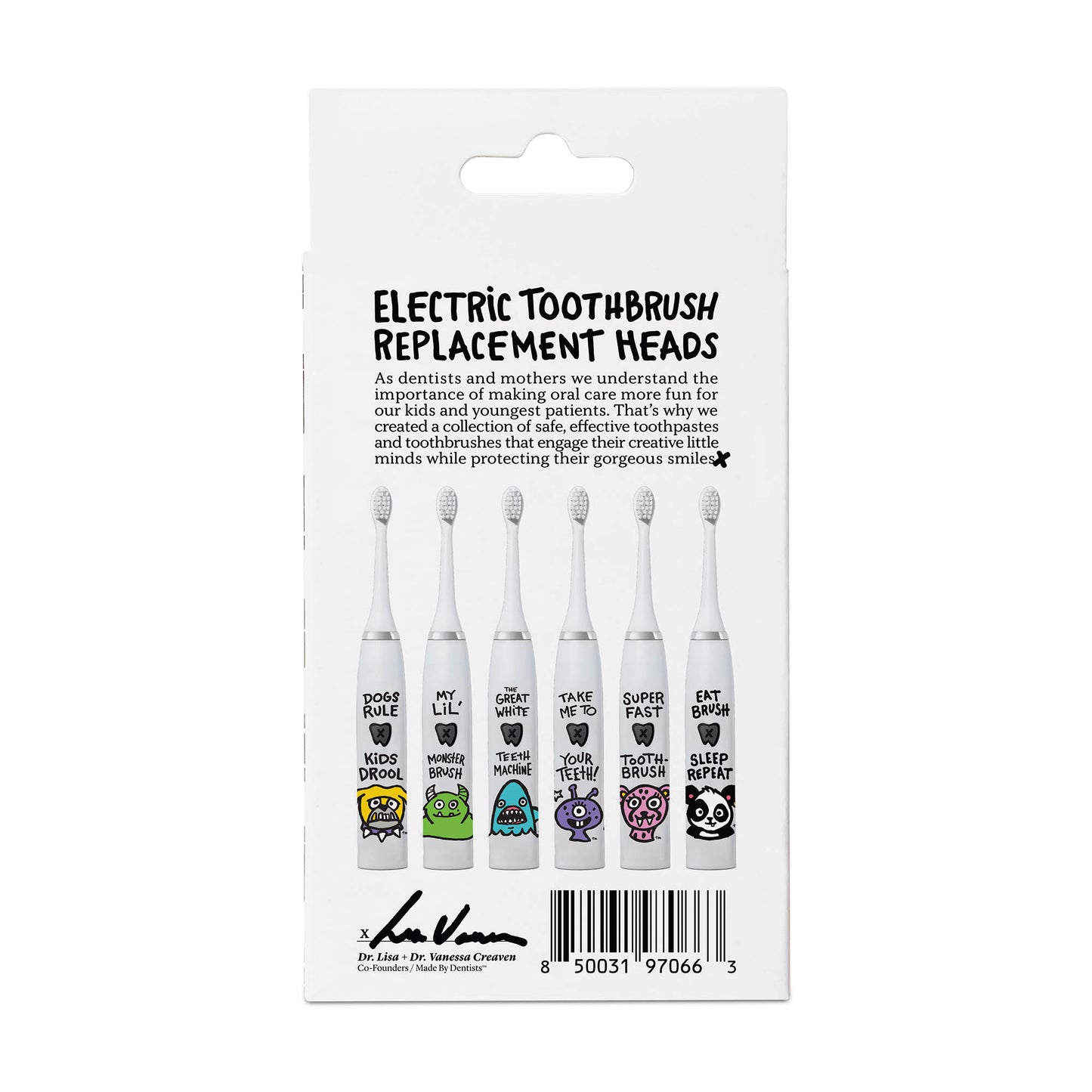 Made By Dentists Kids Electric Toothbrush Replacement Heads β 6 Heads (2x3) - Soft Bristles Brush Head for Gentle Care, 18 Months Supply