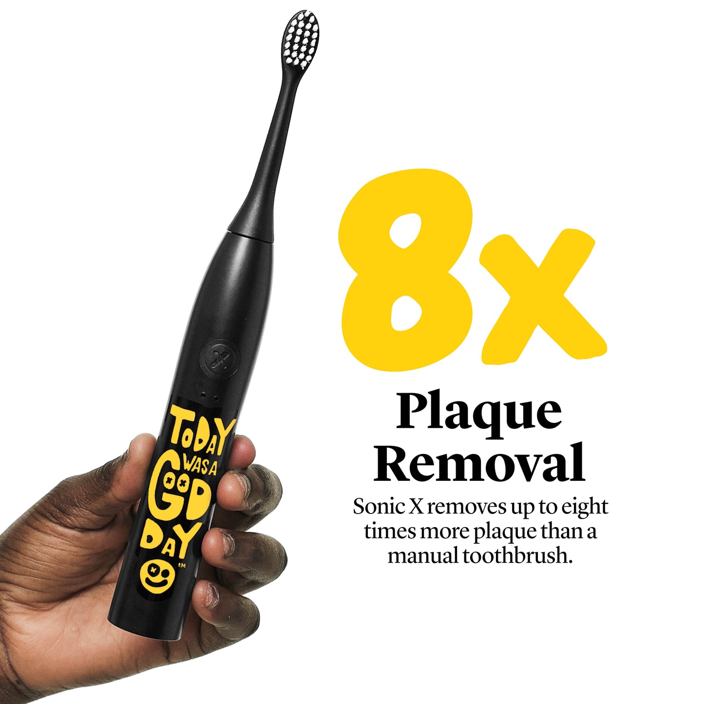 Made By Dentists Sonic X Electric Toothbrush – Rechargeable, 8X Plaque Removal, 2 Speed Modes, 2-Minute Timer, 6 Brush Heads Included, Today Was A Good Day Edition, Kids Sonic Toothbrush