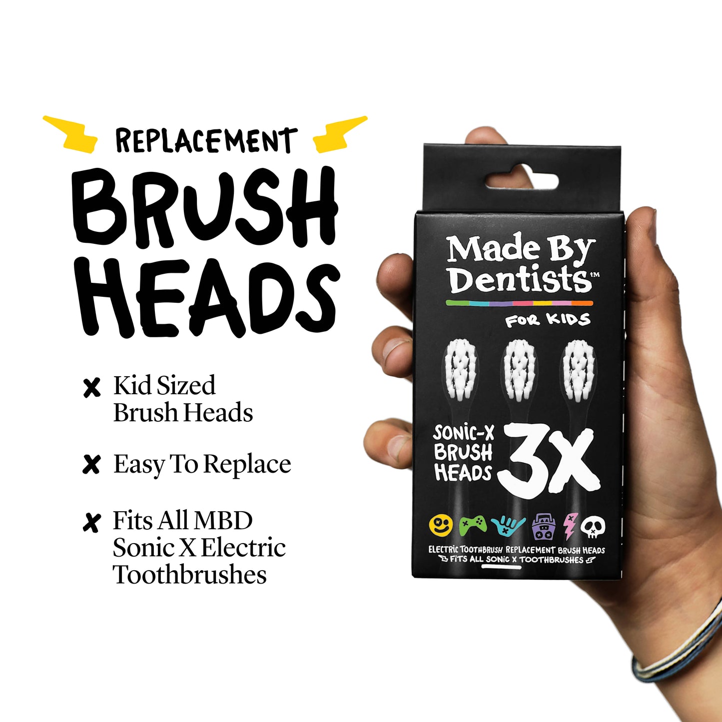 Made By Dentists Sonic X Electric Toothbrush – Rechargeable, 8X Plaque Removal, 2 Speed Modes, 2-Minute Timer, 6 Brush Heads Included, Today Was A Good Day Edition, Kids Sonic Toothbrush