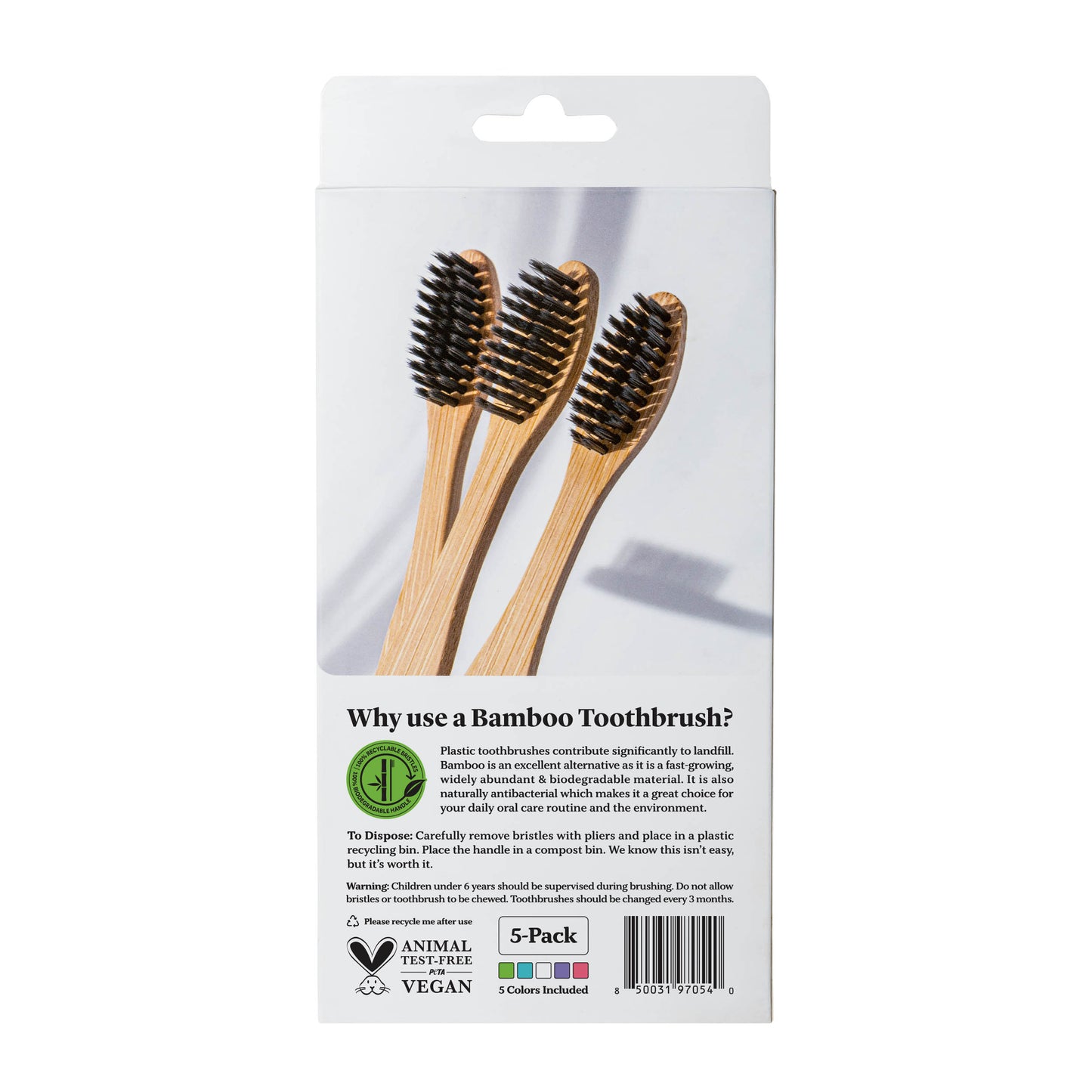 Bamboo Toothbrushes 5-Pack