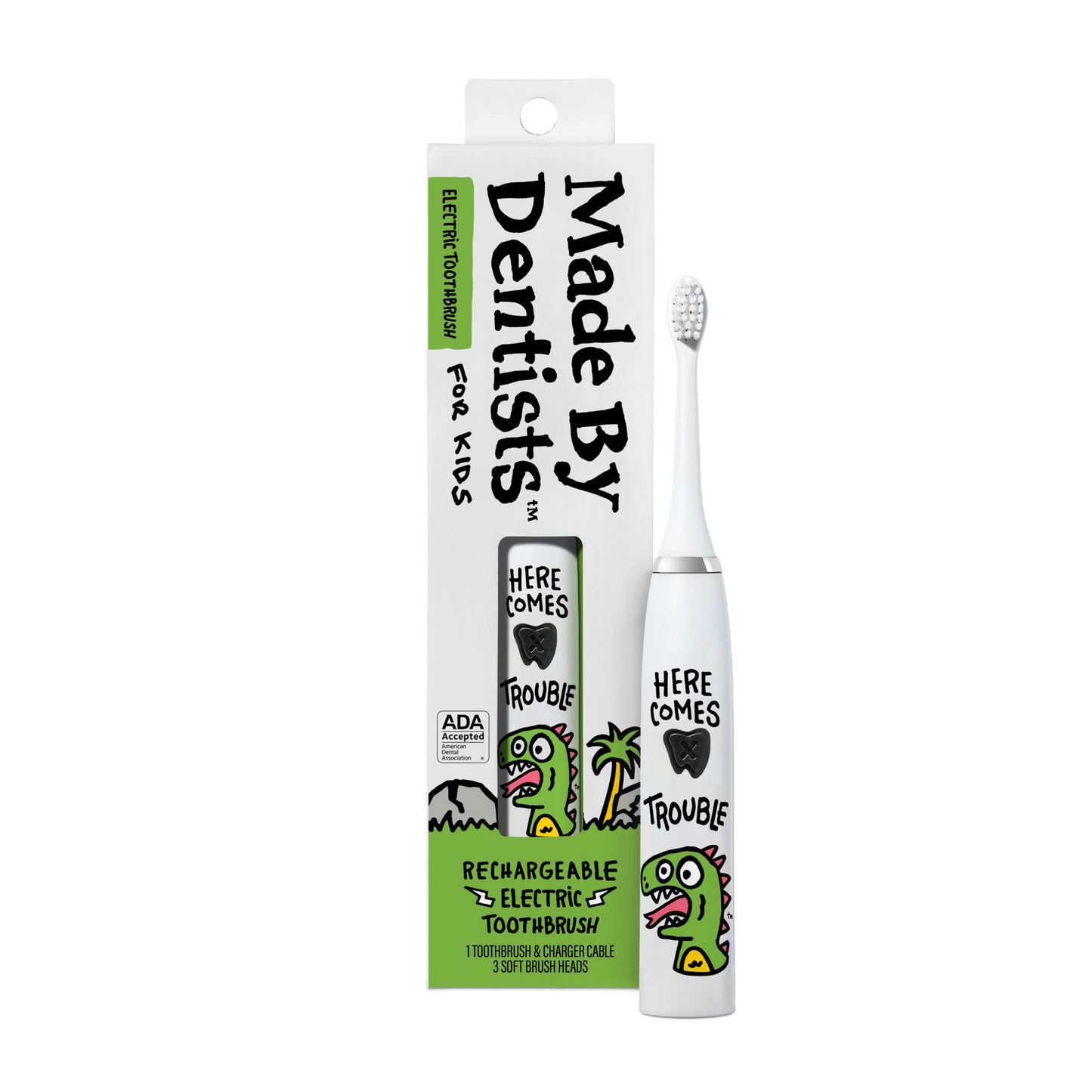 Dino Electric Toothbrush + 3 Brush Heads
