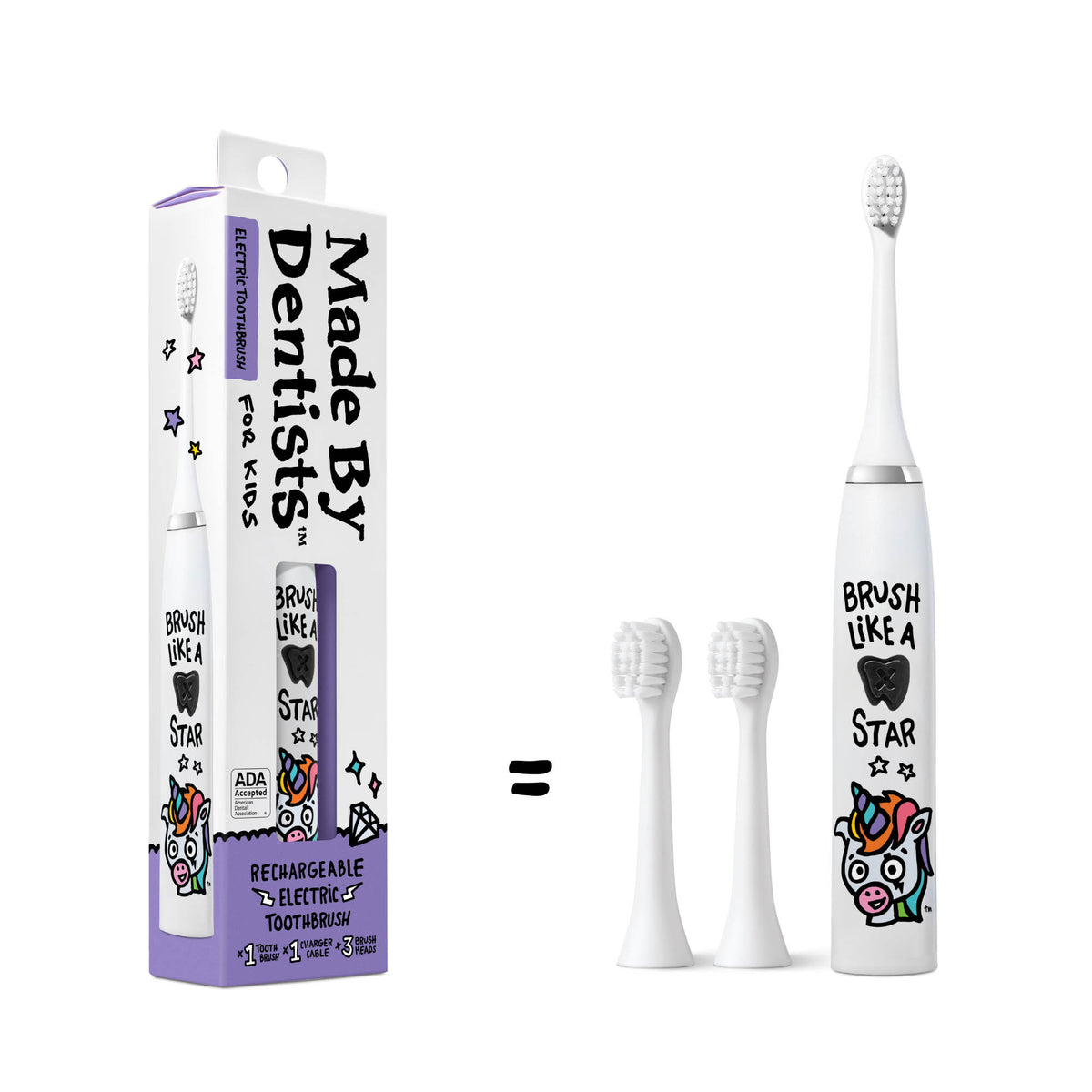 Unicorn Electric Toothbrush + 3 Brush Heads