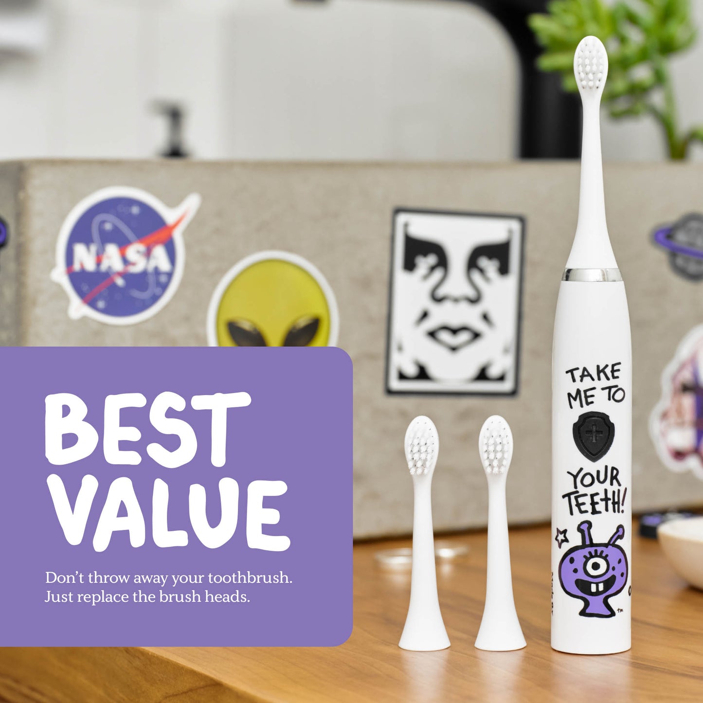Alien Electric Toothbrush + 6 Brush Heads