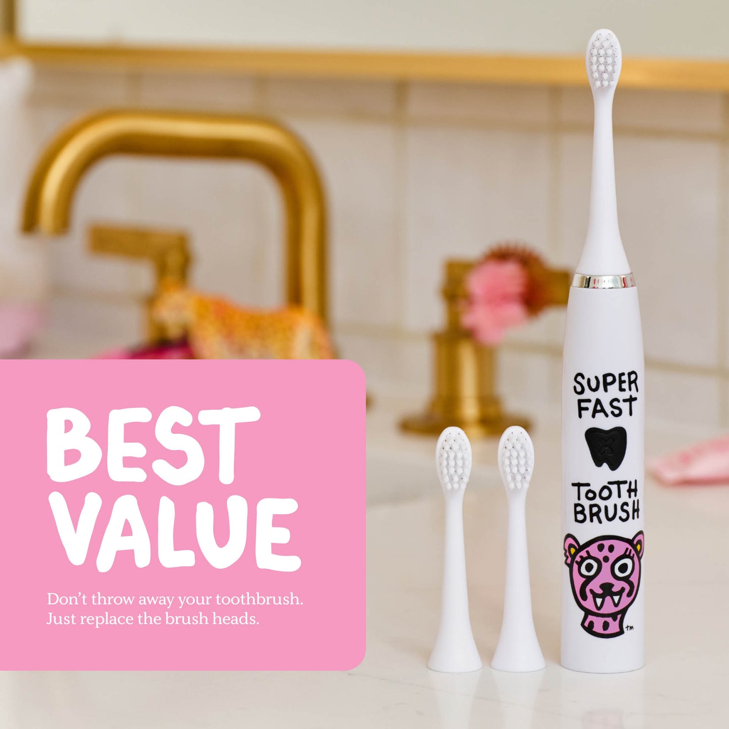 Cheetah Electric Toothbrush + 6 Brush Heads