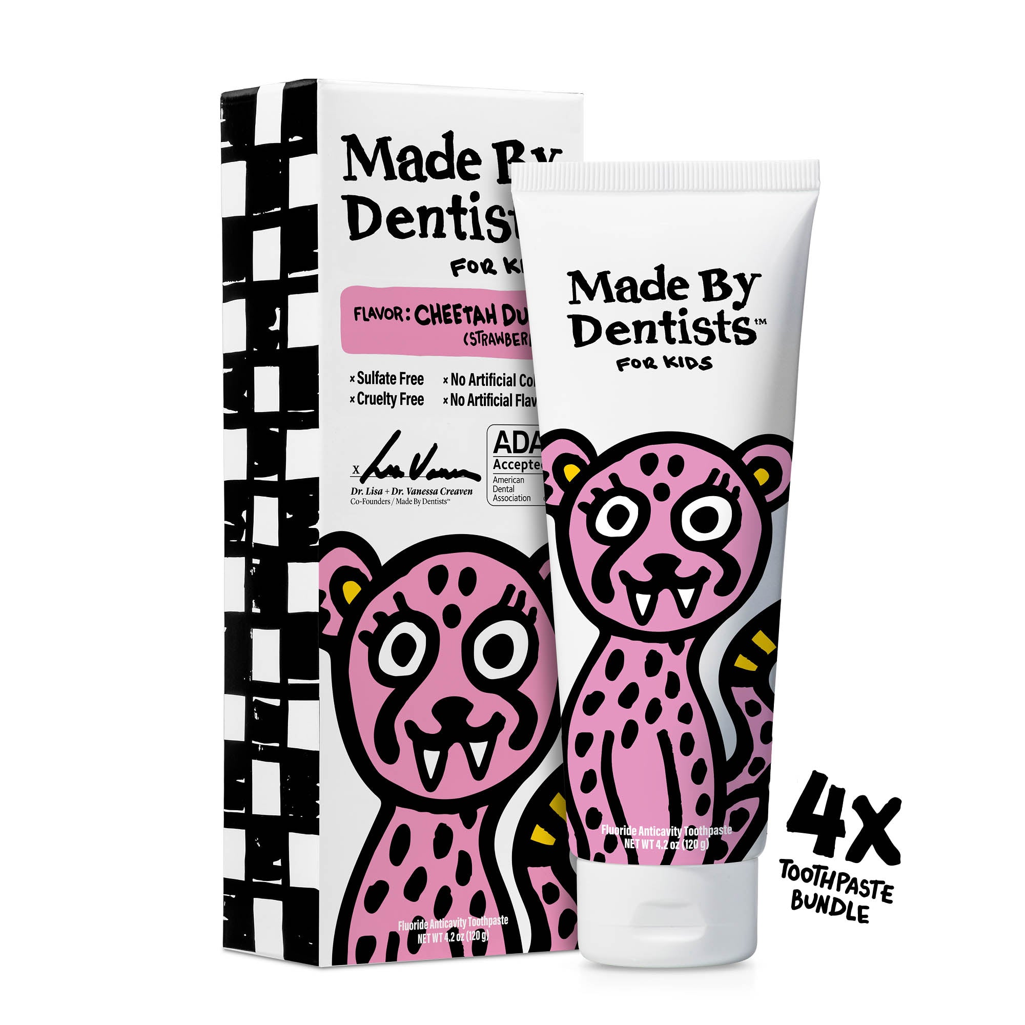 Cheetah Kids Toothpaste 4-Pack – Made By Dentists