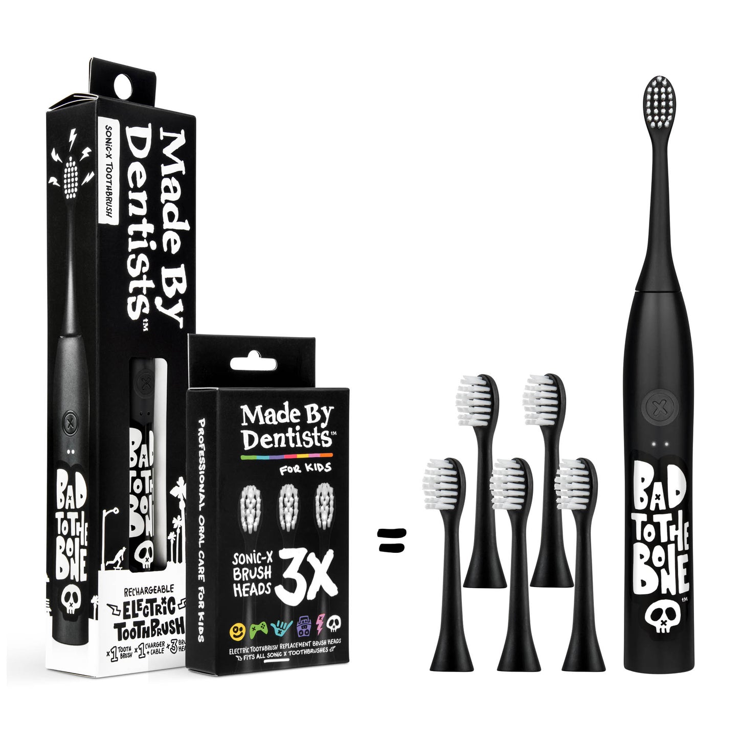 “Bad To The Bone” Electric Toothbrush + 6 Heads
