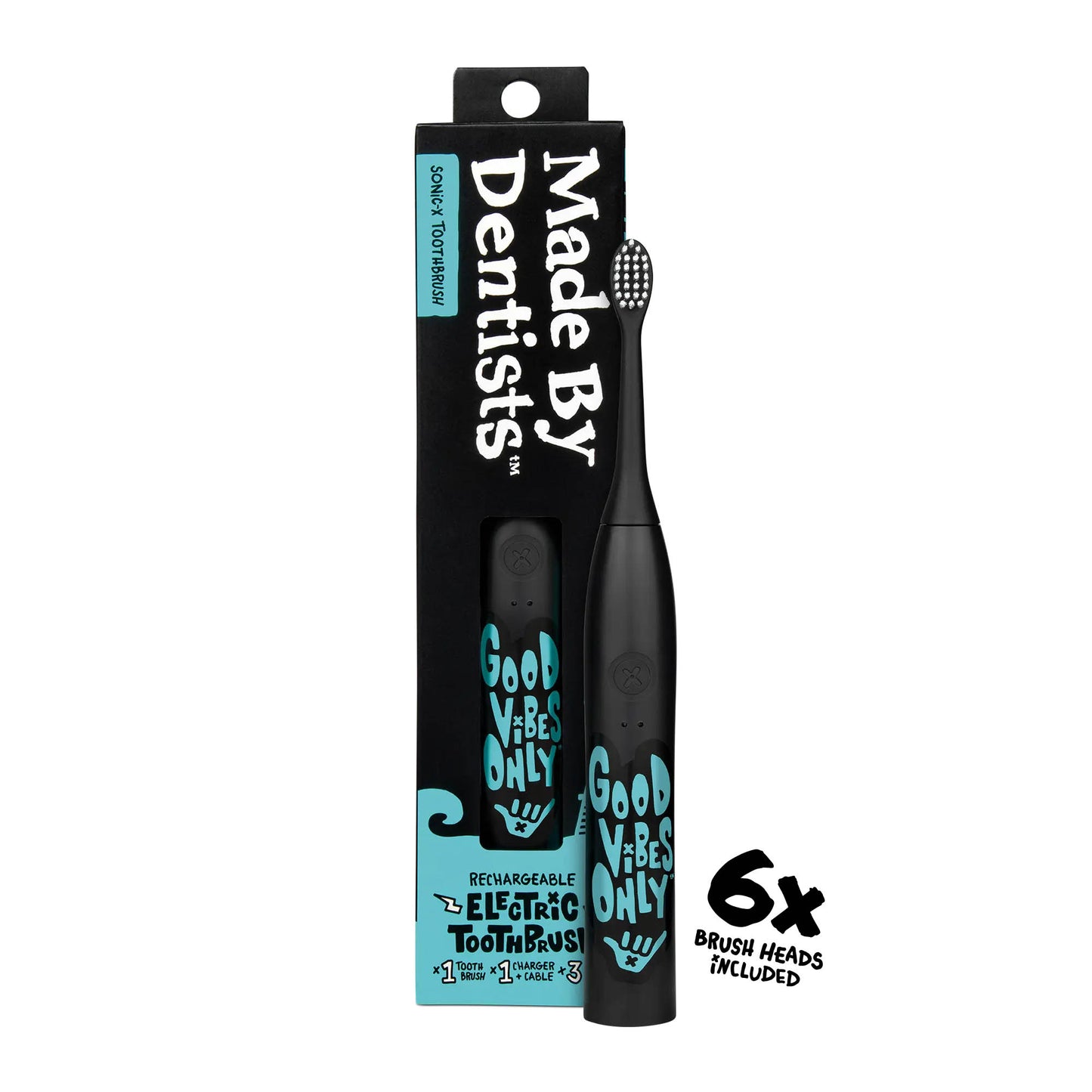 “Good Vibes Only” Electric Toothbrush + 6 Heads