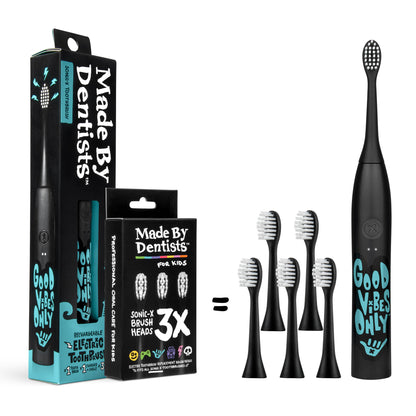 “Good Vibes Only” Electric Toothbrush + 6 Heads