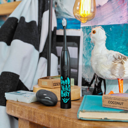 “Good Vibes Only” Electric Toothbrush + 6 Heads