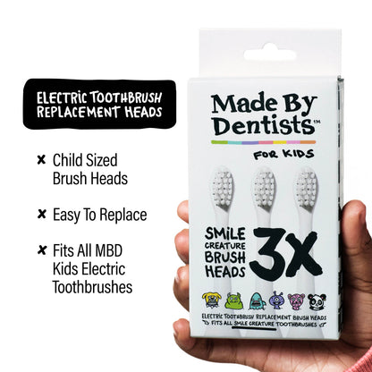 Made By Dentists Kids Electric Toothbrush Replacement Heads – 6 Heads (2x3) - Soft Bristles Brush Head for Gentle Care, 18 Months Supply