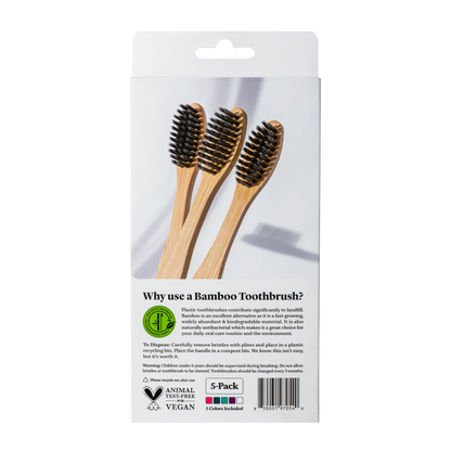 Bamboo Toothbrushes - 5 Pack