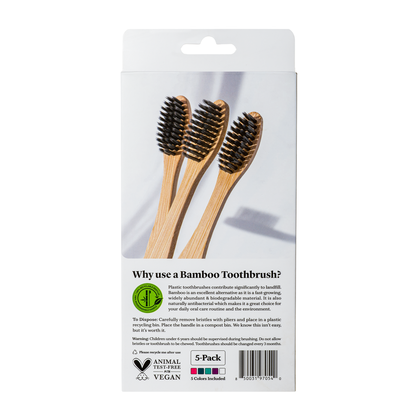 Bamboo Toothbrushes - 5 Pack